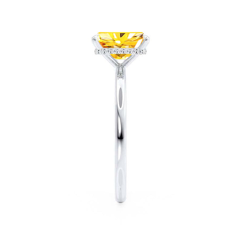 PARIS - Chatham® Radiant Yellow Sapphire & Diamond 18k White Gold Petite Hidden Halo