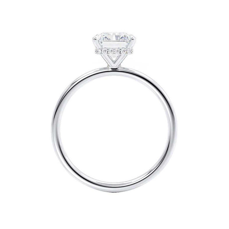 PARIS - Emerald Natural Diamond & Diamond 18k White Gold Hidden Halo Solitaire Engagement Ring Lily Arkwright