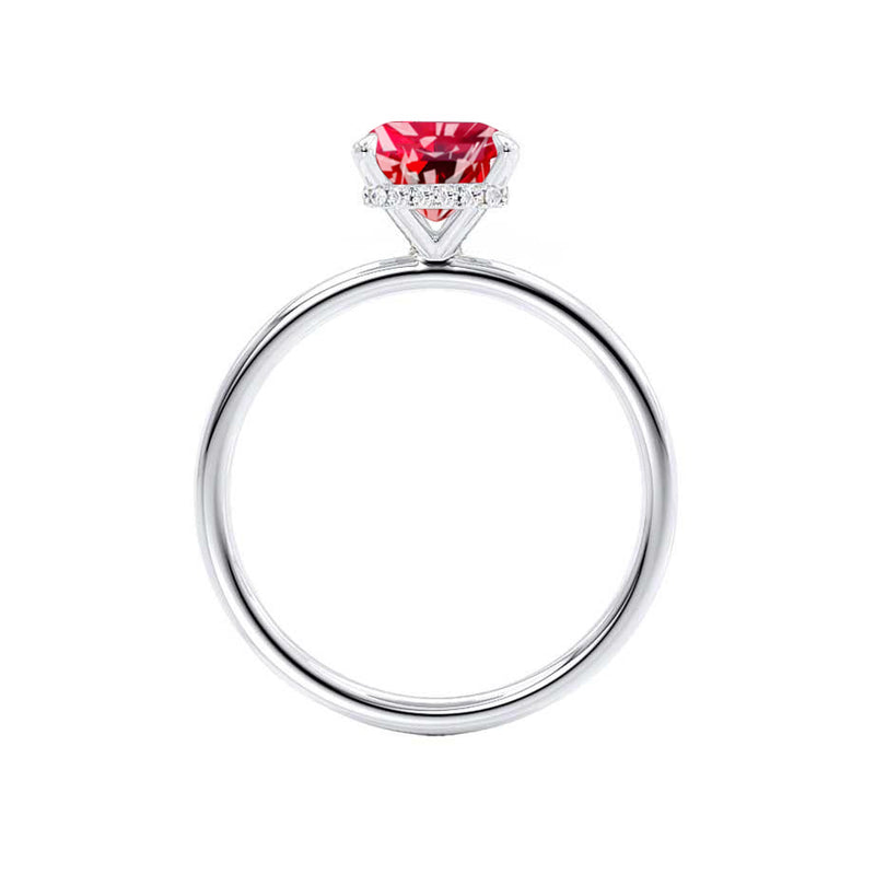 PARIS - Chatham® Radiant Ruby & Diamond 950 Platinum Petite Hidden Halo