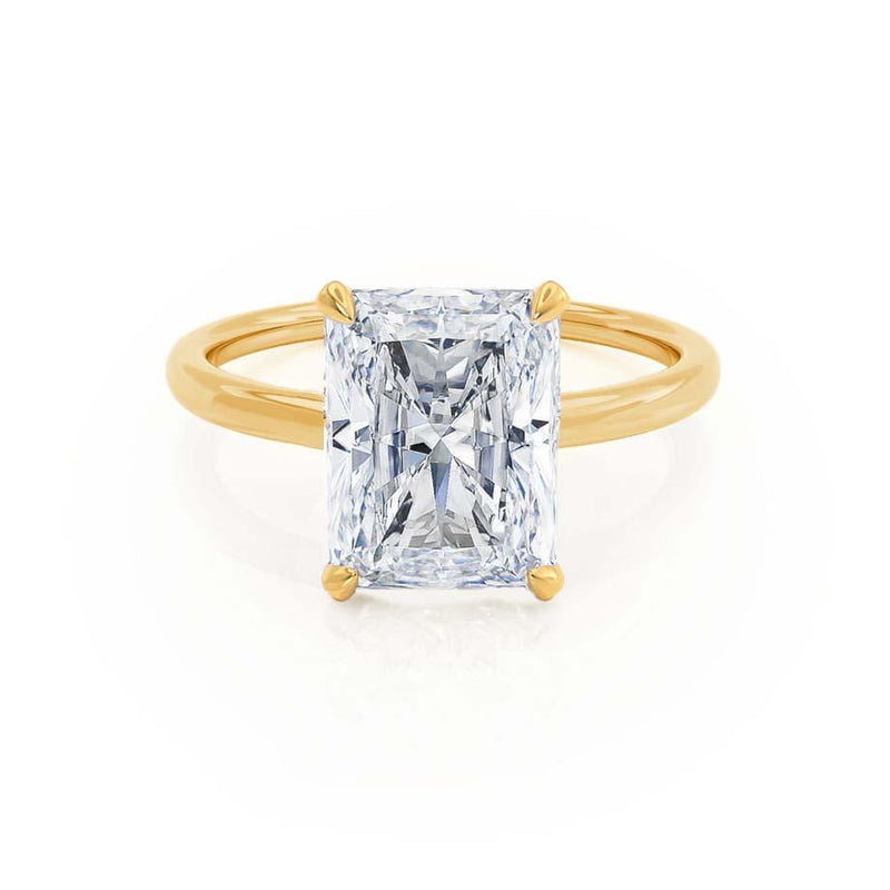 PARIS - Radiant Natural Diamond 18k Yellow Gold Hidden Halo Solitaire Engagement Ring Lily Arkwright