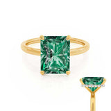 PARIS - Chatham® Radiant Emerald & Diamond 18k Yellow Gold Petite Hidden Halo