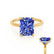 PARIS - Radiant Blue Sapphire & Diamond 18k Yellow Gold Petite Hidden Halo