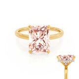 PARIS - Chatham® Radiant Champagne Sapphire & Diamond 18k Yellow Gold Petite Hidden Halo