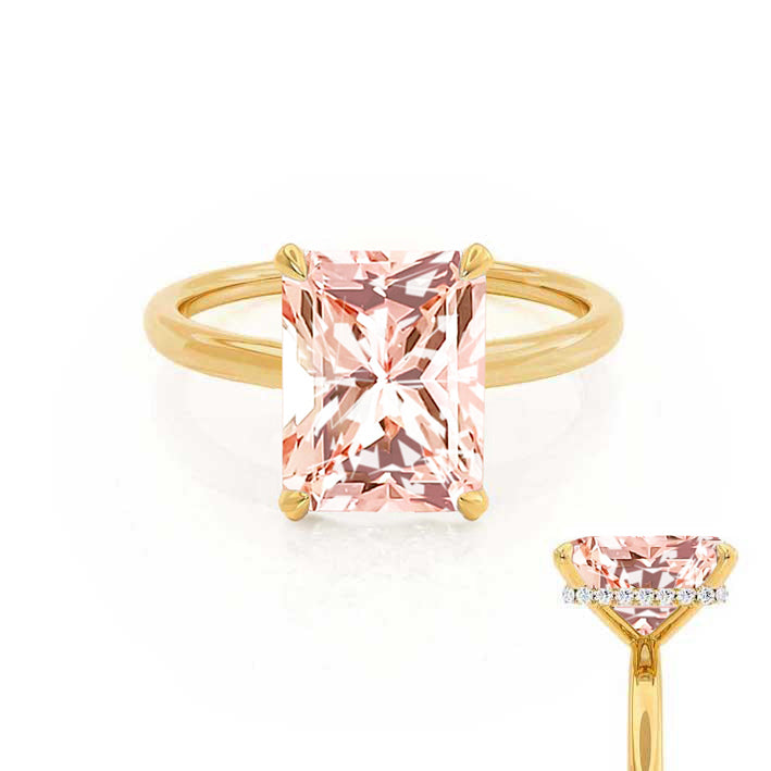 PARIS - Chatham® Radiant Champagne Sapphire & Diamond 18k Yellow Gold Petite Hidden Halo