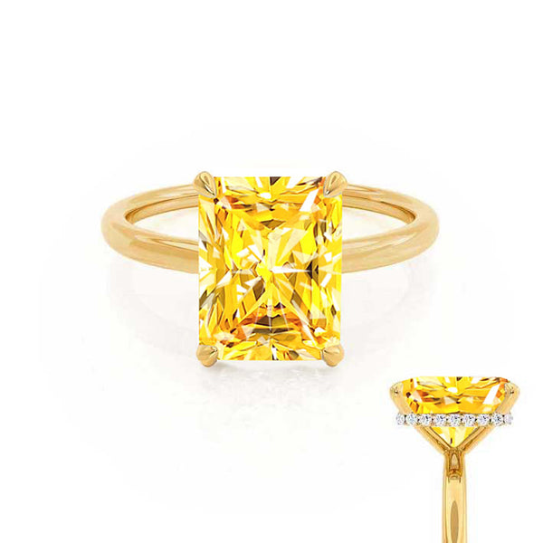 PARIS - Chatham® Radiant Yellow Sapphire & Diamond 18k Yellow Gold Petite Hidden Halo