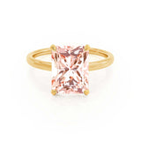 PARIS - Chatham® Radiant Champagne Sapphire & Diamond 18k Yellow Gold Petite Hidden Halo