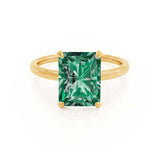 PARIS - Chatham® Radiant Emerald & Diamond 18k Yellow Gold Petite Hidden Halo