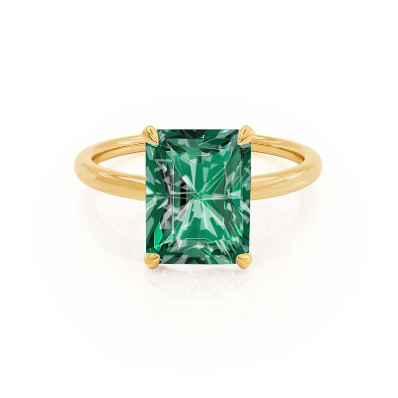 PARIS - Chatham® Radiant Emerald & Diamond 18k Yellow Gold Petite Hidden Halo