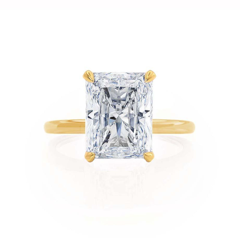 PARIS - Radiant Natural Diamond 18k Yellow Gold Hidden Halo Solitaire Engagement Ring Lily Arkwright