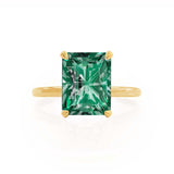 PARIS - Chatham® Radiant Emerald & Diamond 18k Yellow Gold Petite Hidden Halo