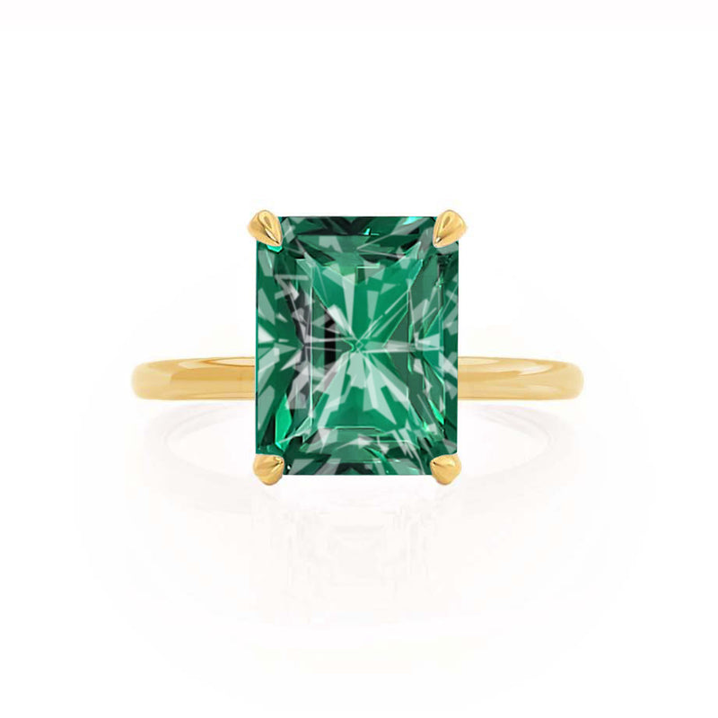 PARIS - Chatham® Radiant Emerald & Diamond 18k Yellow Gold Petite Hidden Halo