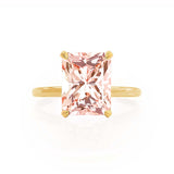 PARIS - Chatham® Radiant Champagne Sapphire & Diamond 18k Yellow Gold Petite Hidden Halo