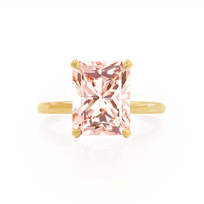 PARIS - Chatham® Radiant Champagne Sapphire & Diamond 18k Yellow Gold Petite Hidden Halo