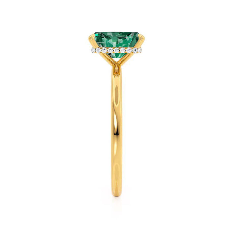 PARIS - Chatham® Radiant Emerald & Diamond 18k Yellow Gold Petite Hidden Halo