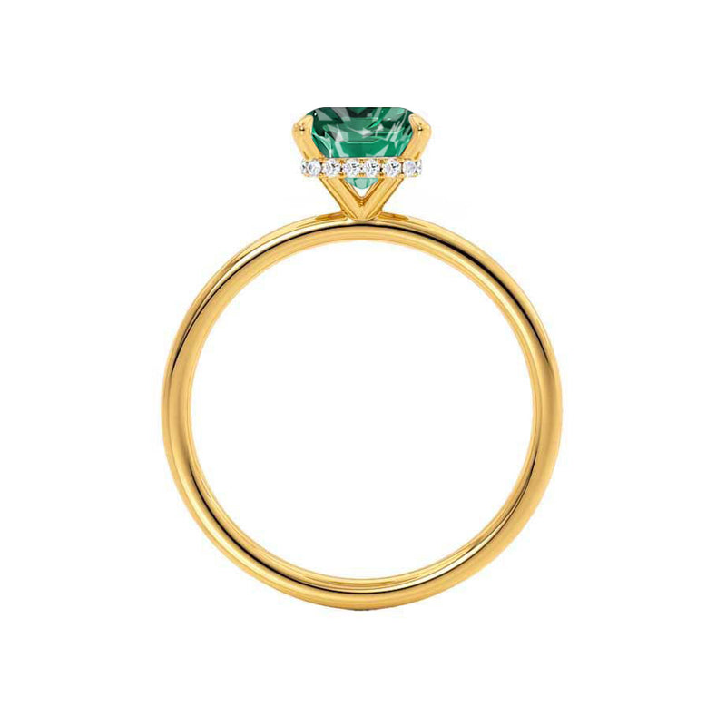 PARIS - Chatham® Radiant Emerald & Diamond 18k Yellow Gold Petite Hidden Halo