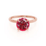 PARIS - Chatham® Round Ruby & Diamond 18k Rose Gold Petite Hidden Halo