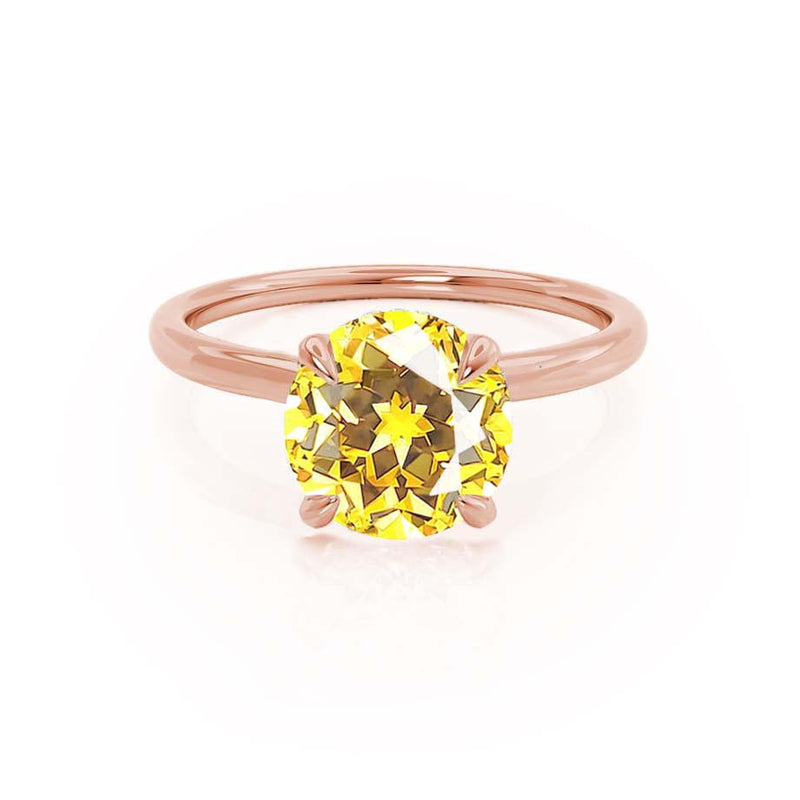PARIS - Chatham® Round Yellow Sapphire & Diamond 18k Rose Gold Petite Hidden Halo