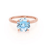 PARIS - Chatham® Round Aqua Spinel & Diamond 18k Rose Gold Petite Hidden Halo
