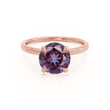 PARIS - Chatham® Round Alexandrite & Diamond 18k Rose Gold Petite Hidden Halo