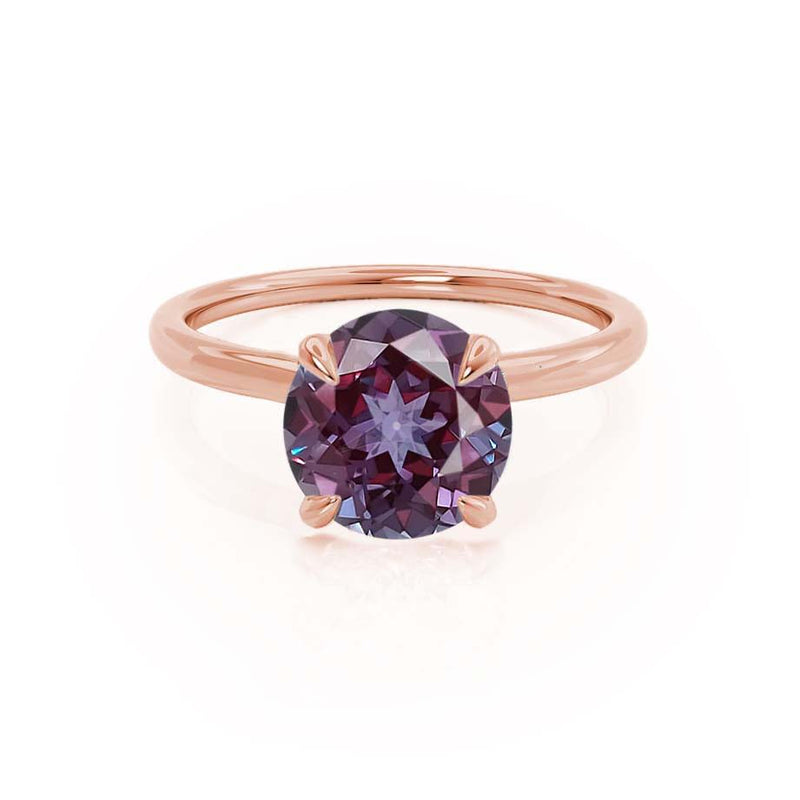 PARIS - Chatham® Round Alexandrite & Diamond 18k Rose Gold Petite Hidden Halo