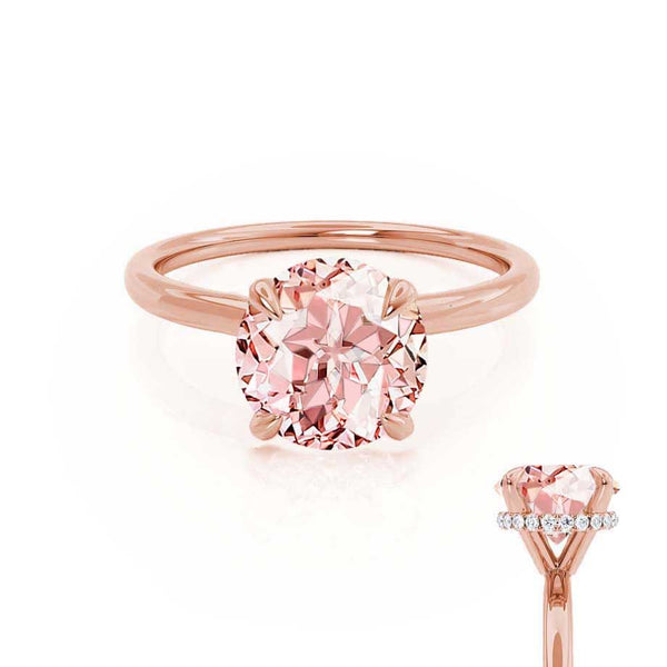 PARIS - Chatham® Round Champagne Sapphire & Diamond 18k Rose Gold Petite Hidden Halo