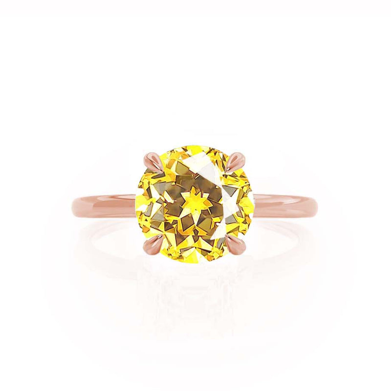 PARIS - Chatham® Round Yellow Sapphire & Diamond 18k Rose Gold Petite Hidden Halo