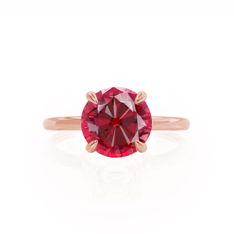 PARIS - Chatham® Round Ruby & Diamond 18k Rose Gold Petite Hidden Halo