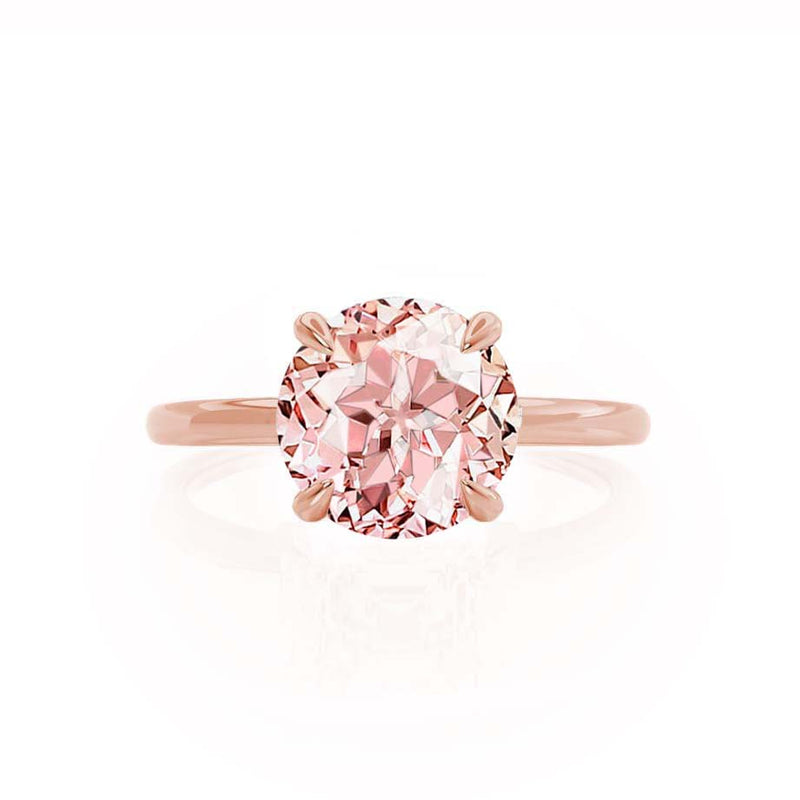 PARIS - Chatham® Round Champagne Sapphire & Diamond 18k Rose Gold Petite Hidden Halo
