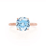 PARIS - Chatham® Round Aqua Spinel & Diamond 18k Rose Gold Petite Hidden Halo