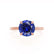 PARIS - Round Blue Sapphire & Diamond 18k Rose Gold Petite Hidden Halo
