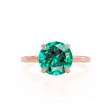 PARIS - Chatham® Round Emerald & Diamond 18k Rose Gold Petite Hidden Halo