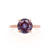 PARIS - Chatham® Round Alexandrite & Diamond 18k Rose Gold Petite Hidden Halo