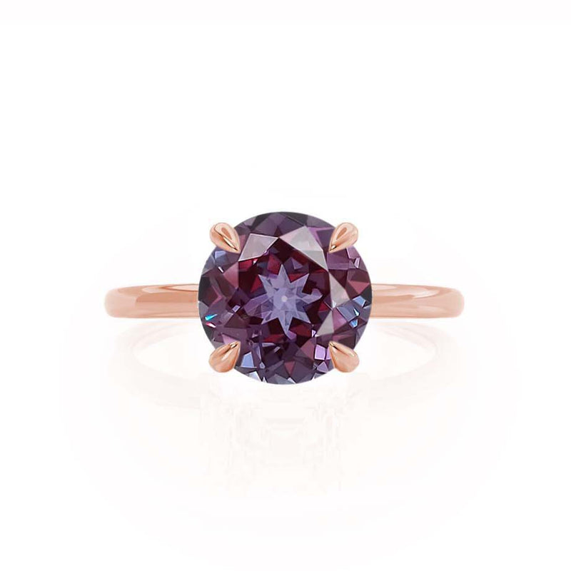 PARIS - Chatham® Round Alexandrite & Diamond 18k Rose Gold Petite Hidden Halo