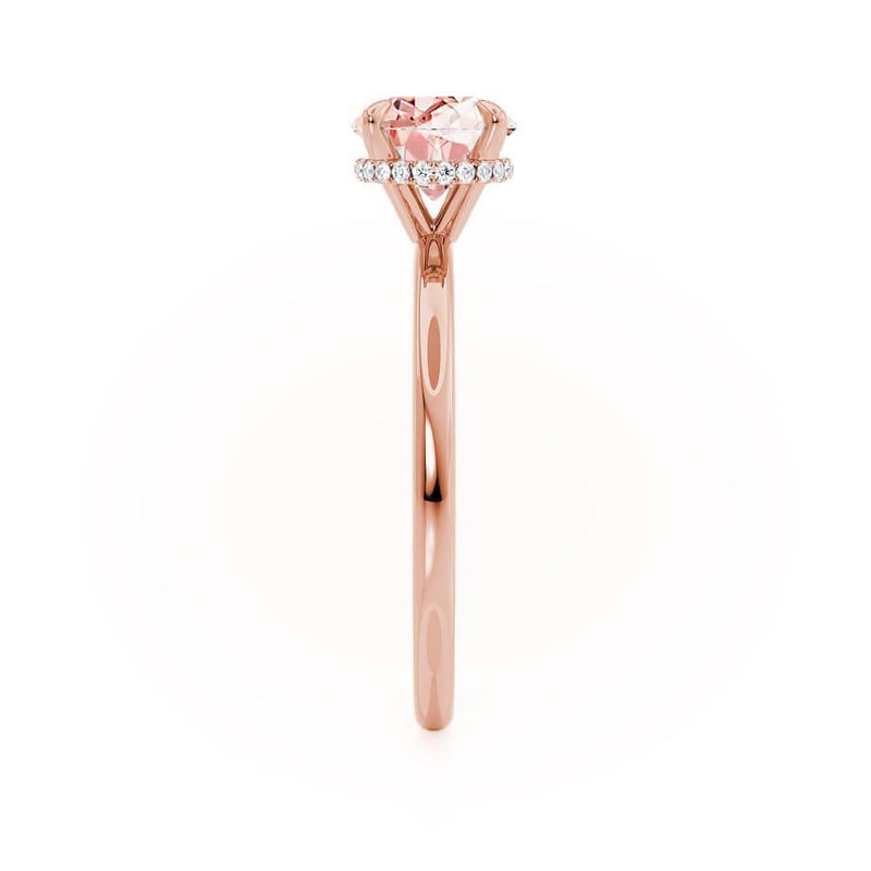 PARIS - Chatham® Round Champagne Sapphire & Diamond 18k Rose Gold Petite Hidden Halo