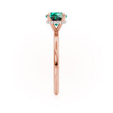 PARIS - Chatham® Round Emerald & Diamond 18k Rose Gold Petite Hidden Halo