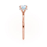 PARIS - Chatham® Round Aqua Spinel & Diamond 18k Rose Gold Petite Hidden Halo