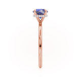 PARIS - Chatham® Round Blue Sapphire & Diamond 18k Rose Gold Petite Hidden Halo