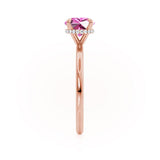 PARIS - Chatham® Round Pink Sapphire & Diamond 18k Rose Gold Petite Hidden Halo