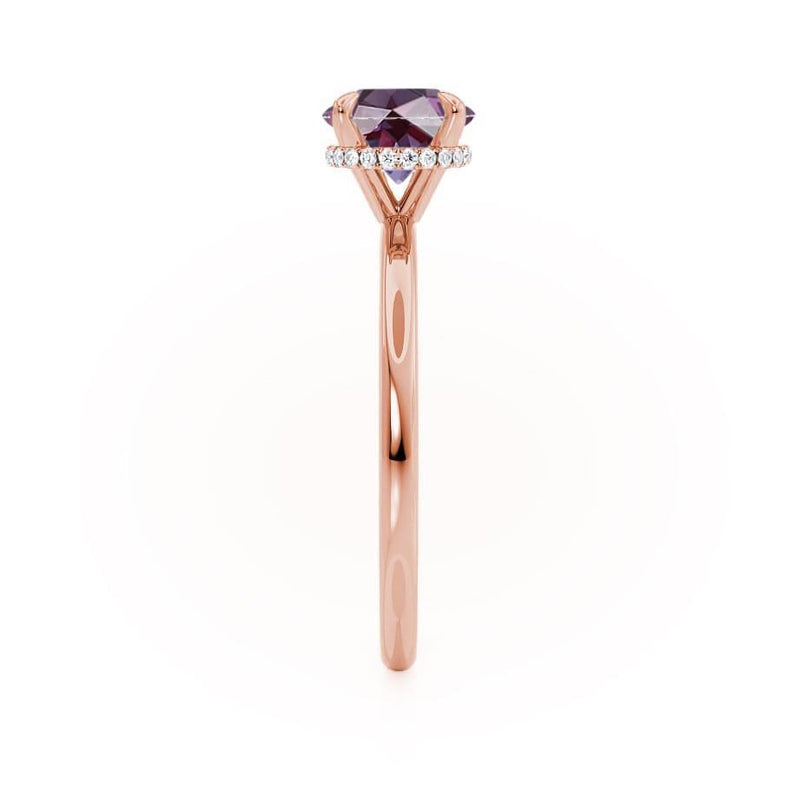 PARIS - Chatham® Round Alexandrite & Diamond 18k Rose Gold Petite Hidden Halo