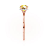 PARIS - Chatham® Round Yellow Sapphire & Diamond 18k Rose Gold Petite Hidden Halo