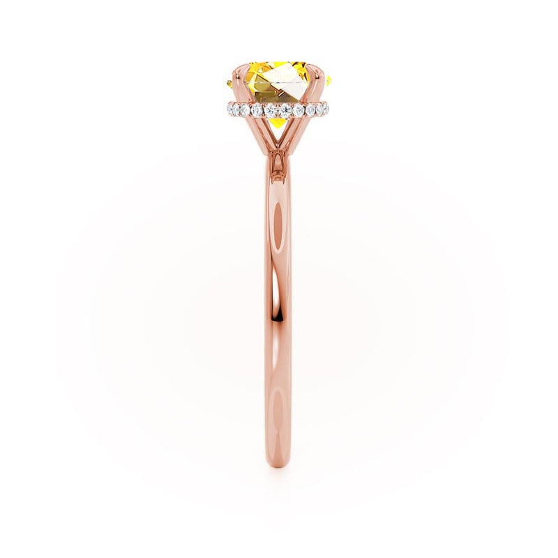 PARIS - Chatham® Round Yellow Sapphire & Diamond 18k Rose Gold Petite Hidden Halo