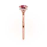 PARIS - Chatham® Round Ruby & Diamond 18k Rose Gold Petite Hidden Halo