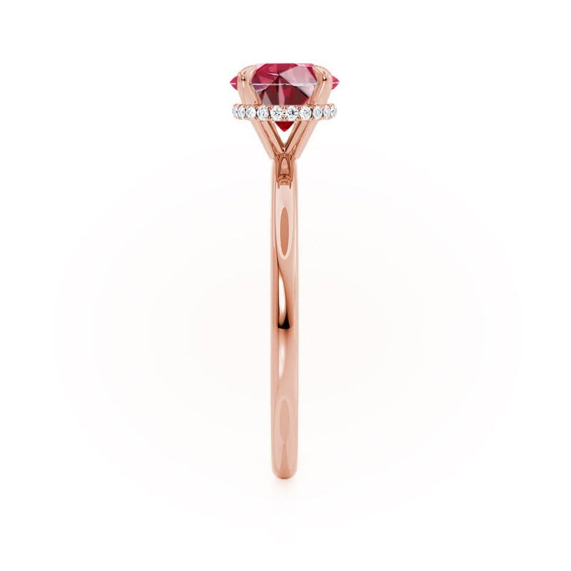 PARIS - Chatham® Round Ruby & Diamond 18k Rose Gold Petite Hidden Halo