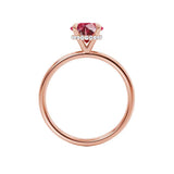 PARIS - Chatham® Round Ruby & Diamond 18k Rose Gold Petite Hidden Halo