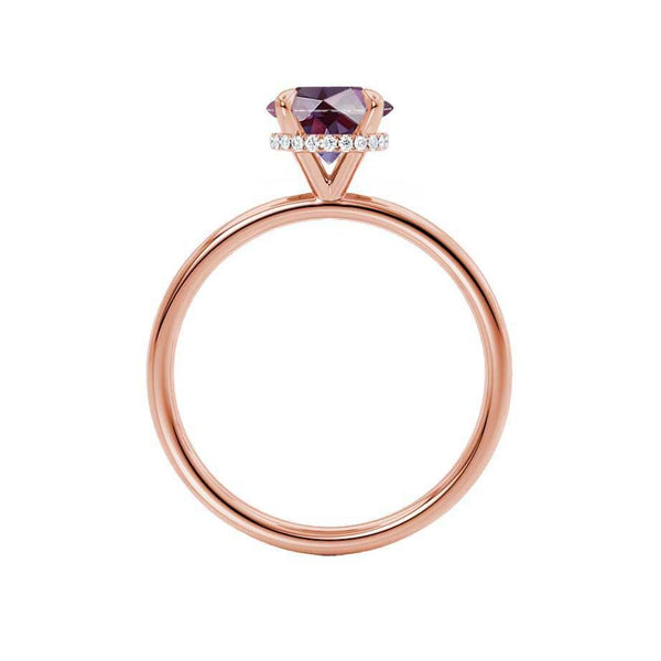 PARIS - Chatham® Round Alexandrite & Diamond 18k Rose Gold Petite Hidden Halo