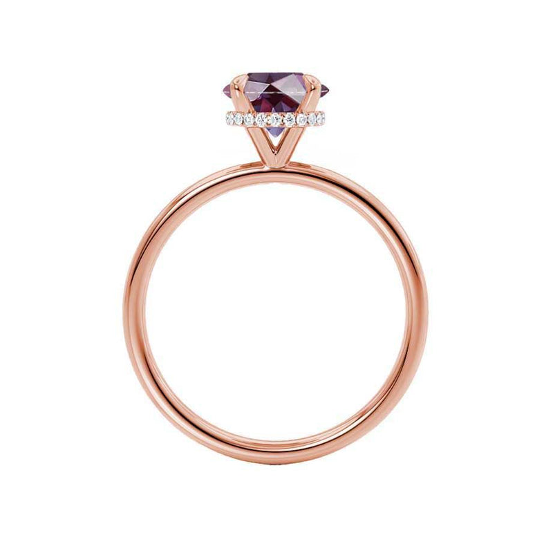 PARIS - Chatham® Round Alexandrite & Diamond 18k Rose Gold Petite Hidden Halo