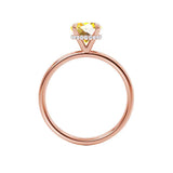 PARIS - Chatham® Round Yellow Sapphire & Diamond 18k Rose Gold Petite Hidden Halo