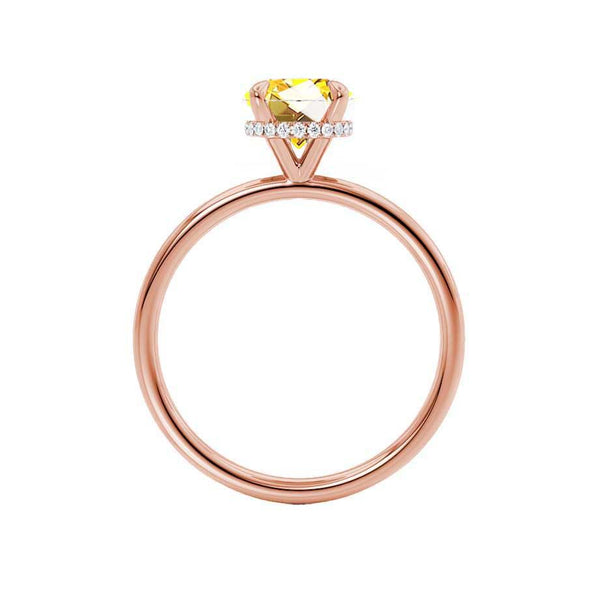 PARIS - Chatham® Round Yellow Sapphire & Diamond 18k Rose Gold Petite Hidden Halo