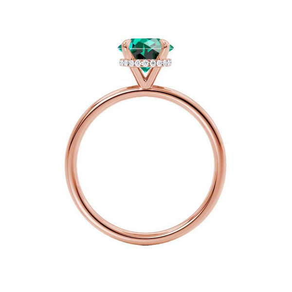 PARIS - Chatham® Round Emerald & Diamond 18k Rose Gold Petite Hidden Halo