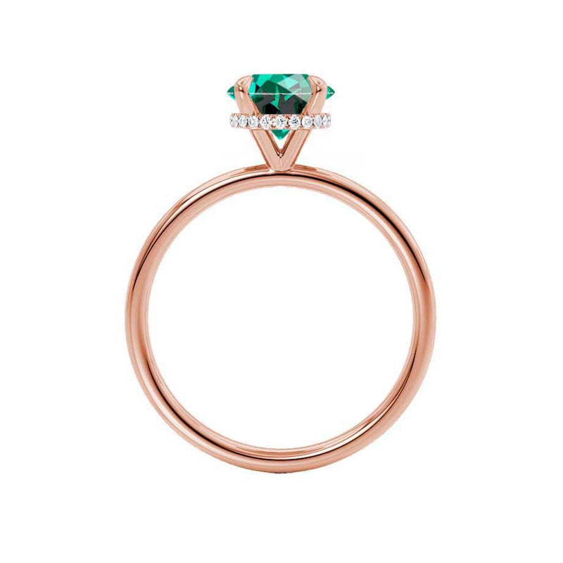 PARIS - Chatham® Round Emerald & Diamond 18k Rose Gold Petite Hidden Halo